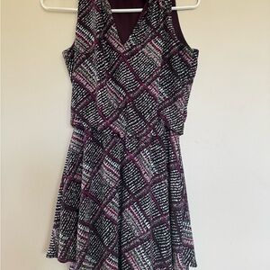 White House Black Market Black and Pink Patterned Mini Dress